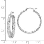 Load image into Gallery viewer, 14k White Gold Diamond Cut Inside Outside Round Sparkling Glittering Hoop Earrings