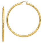 Charger l'image dans la galerie, 14K Yellow Gold Diamond Cut Classic Round Hoop Earrings Extra Large Diameter 80mm x 4mm