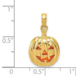將圖片載入圖庫檢視器 14k yellow gold enamel pumpkin halloween jack o lantern 3d pendant charm