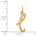 Indlæs billede til gallerivisning 14K Yellow Gold Lowercase Initial Letter L Script Cursive Alphabet Pendant Charm