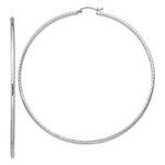 Kép betöltése a galériamegjelenítőbe: Sterling Silver Diamond Cut Classic Round Hoop Earrings 75mm x 2mm