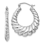 將圖片載入圖庫檢視器 14k white gold shrimp scalloped twisted hoop earrings