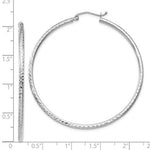Afbeelding in Gallery-weergave laden, 14K White Gold Diamond Cut Round Hoop Textured Earrings 50mm x 2mm