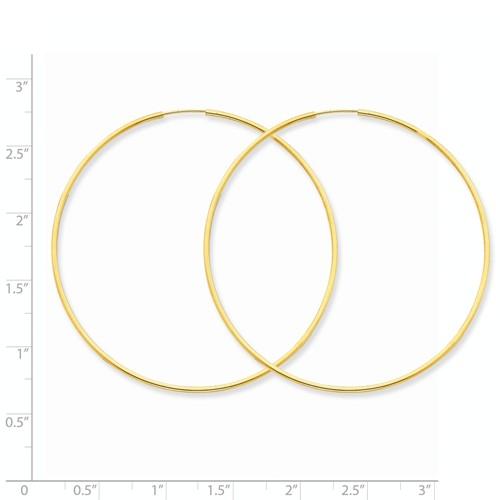 14K Yellow Gold 52mm x 1.5mm Endless Round Hoop Earrings