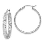 Load image into Gallery viewer, 14k White Gold Diamond Cut Inside Outside Round Sparkling Glittering Hoop Earrings