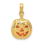 將圖片載入圖庫檢視器 14k yellow gold enamel pumpkin halloween jack o lantern 3d pendant charm