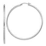 Kép betöltése a galériamegjelenítőbe: Sterling Silver Diamond Cut Classic Round Hoop Earrings 55mm x 2mm