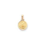 Load image into Gallery viewer, 14K Yellow Gold 1/4 oz American Eagle Panda US $5 Dollar Jamestown 2 Rand Coin Holder Bezel Screw Top Pendant Charm for 22mm Coins
