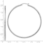 Load image into Gallery viewer, 14K White Gold Diamond Cut Round Hoop Textured Earrings 60mm x 2mm