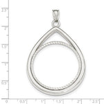 將圖片載入圖庫檢視器 14K White Gold 1 oz One Ounce American Eagle Teardrop Coin Holder Diamond Cut Prong Bezel Pendant Charm Holds 32.6mm x 2.8mm Coins