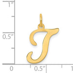 Load image into Gallery viewer, 14K Yellow Gold Initial Letter T Cursive Script Alphabet Pendant Charm