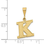 Kép betöltése a galériamegjelenítőbe: 14K Yellow Gold Uppercase Initial Letter K Block Alphabet Pendant Charm