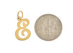 將圖片載入圖庫檢視器 14K Yellow Gold Initial Letter E Cursive Script Alphabet Pendant Charm