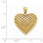 Afbeelding in Gallery-weergave laden, 14k yellow gold puffy heart cage hollow pendant charm