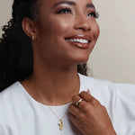 Ladda upp bild till gallerivisning, 14K Yellow Rose White Gold Genuine Diamond Initial Letter A Alphabet Necklace