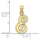將圖片載入圖庫檢視器 14K Yellow Gold Script Initial Letter E Cursive Alphabet Pendant Charm