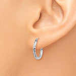 Afbeelding in Gallery-weergave laden, 14K White Gold Diamond Cut Round Hoop Textured Earrings 15mm x 2mm