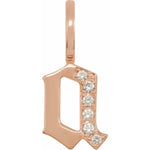 將圖片載入圖庫檢視器 14k Yellow Rose White Gold Diamond Gothic Letter A Initial Alphabet Pendant Charm