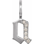 將圖片載入圖庫檢視器 14k Yellow Rose White Gold Diamond Gothic Letter A Initial Alphabet Pendant Charm