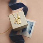 將圖片載入圖庫檢視器 14k Yellow Rose White Gold Diamond Gothic Letter A Initial Alphabet Pendant Charm