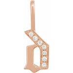 画像をギャラリービューアに読み込む, 14k yellow rose white gold diamond gothic letter d initial alphabet pendant charm