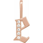 Load image into Gallery viewer, 14k Yellow Rose White Gold Diamond Gothic Letter E Initial Alphabet Pendant Charm