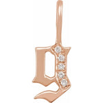 画像をギャラリービューアに読み込む, 14k yellow rose white gold diamond gothic letter g initial alphabet pendant charm