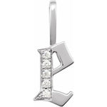 Load image into Gallery viewer, 14k Yellow Rose White Gold Diamond Gothic Letter E Initial Alphabet Pendant Charm