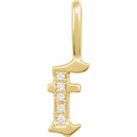 Load image into Gallery viewer, 14k Yellow Rose White Gold Diamond Gothic Letter F Initial Alphabet Pendant Charm