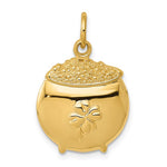 Lade das Bild in den Galerie-Viewer, 14K Yellow Gold Pot of Gold Clover Pendant Charm