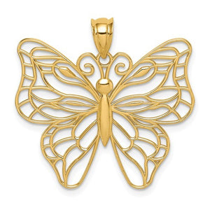14k Yellow Gold Large Butterfly Pendant Charm