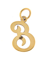 將圖片載入圖庫檢視器 14K Yellow Gold Initial Letter E Cursive Script Alphabet Pendant Charm