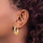 Load image into Gallery viewer, 14K Yellow Gold Shrimp Hammered Hoop Earrings