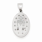 將圖片載入圖庫檢視器 14k White Gold Blessed Virgin Mary Miraculous Medal Oval Hollow Pendant Charm