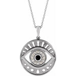 Ladda upp bild till gallerivisning, Platinum 14k Yellow Rose White Gold Eye Diamond Onyx Pendant Charm Necklace Set