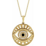Ladda upp bild till gallerivisning, Platinum 14k Yellow Rose White Gold Eye Diamond Onyx Pendant Charm Necklace Set