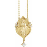 Load image into Gallery viewer, Platinum 14k Yellow Rose White Gold Diamond Miraculous Medal Blessed Virgin Mary Necklace