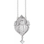 Load image into Gallery viewer, Platinum 14k Yellow Rose White Gold Diamond Miraculous Medal Blessed Virgin Mary Necklace