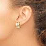 Load image into Gallery viewer, 14K Yellow Gold and Rhodium Two Tone Non Pierced Clip On Omega Back Hoop Huggie Earrings