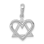 Ladda upp bild till gallerivisning, 14k White Gold Star of David Heart Pendant Charm