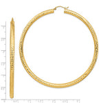 Charger l'image dans la galerie, 14K Yellow Gold Diamond Cut Classic Round Hoop Earrings Extra Large Diameter 80mm x 4mm