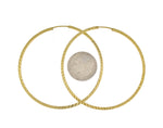 將圖片載入圖庫檢視器 14k yellow gold 50mm x 1.35mm diamond cut round endless hoop earrings