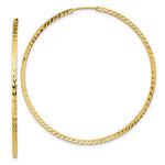將圖片載入圖庫檢視器 14k yellow gold 50mm x 1.35mm diamond cut round endless hoop earrings