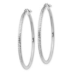 이미지를 갤러리 뷰어에 로드 , 14K White Gold Diamond Cut Round Hoop Textured Earrings 40mm x 2mm