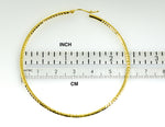 將圖片載入圖庫檢視器 14k yellow gold diamond cut round hoop earrings 60mm x 2mm