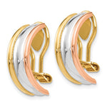 Ladda upp bild till gallerivisning, 14k Yellow White Rose Gold Tri Color Non Pierced Clip On Huggie Earrings