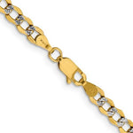 Load image into Gallery viewer, 14K Yellow Gold with Rhodium 4.3mm Pavé Curb Bracelet Anklet Choker Necklace Pendant Chain with Lobster Clasp