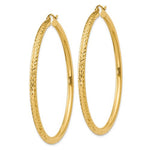 Afbeelding in Gallery-weergave laden, 14K Yellow Gold Large Diamond Cut Classic Round Hoop Earrings 55mm x 3mm