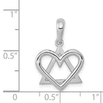 Ladda upp bild till gallerivisning, 14k White Gold Star of David Heart Pendant Charm