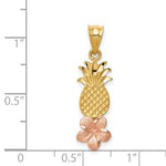 Load image into Gallery viewer, 14k Yellow Rose Gold Pineapple Plumeria Pendant Charm